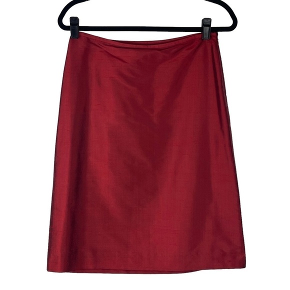 BROOKS BROTHERS RED 100% SILK KNEE LENGTH HOLIDAY SKIRT - Picture 2 of 11